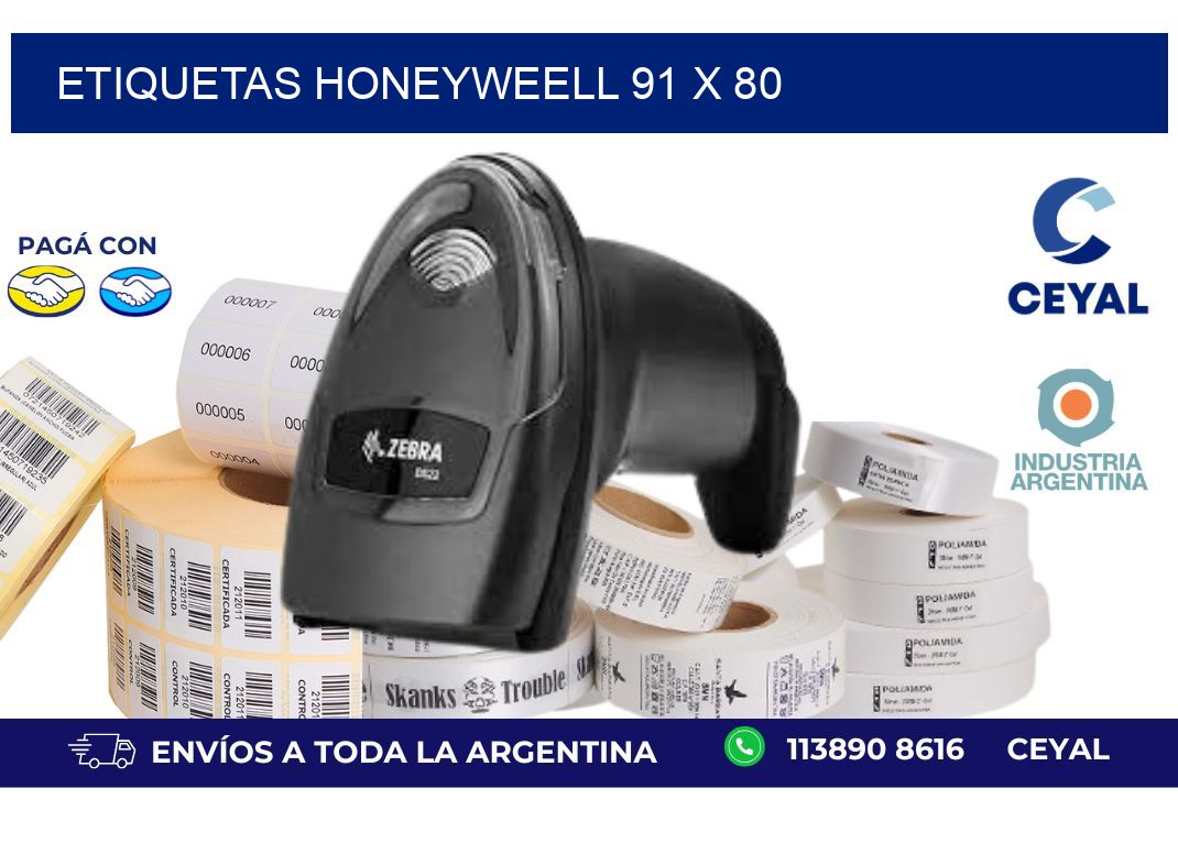 etiquetas honeyweell 91 x 80