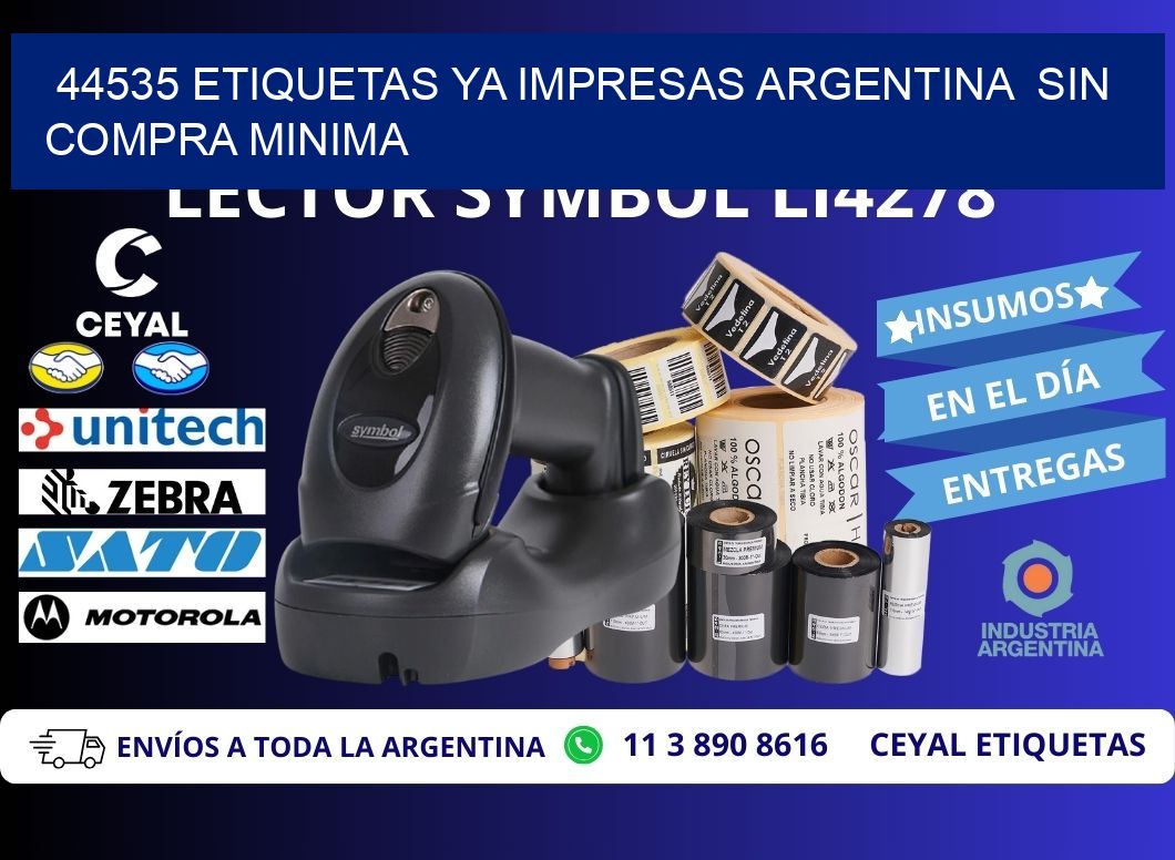 44535 ETIQUETAS YA IMPRESAS ARGENTINA  SIN COMPRA MINIMA