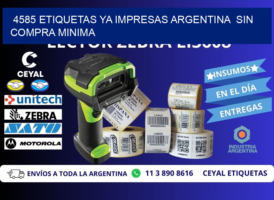 4585 ETIQUETAS YA IMPRESAS ARGENTINA SIN COMPRA MINIMA