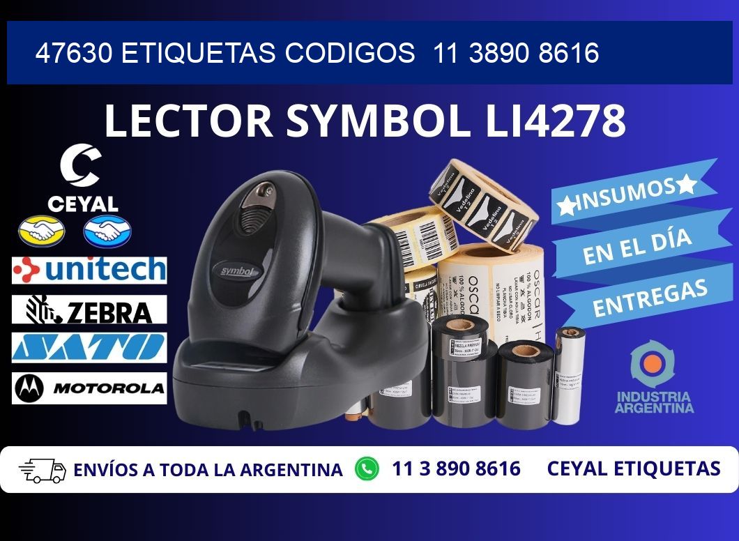 47630 ETIQUETAS CODIGOS  11 3890 8616
