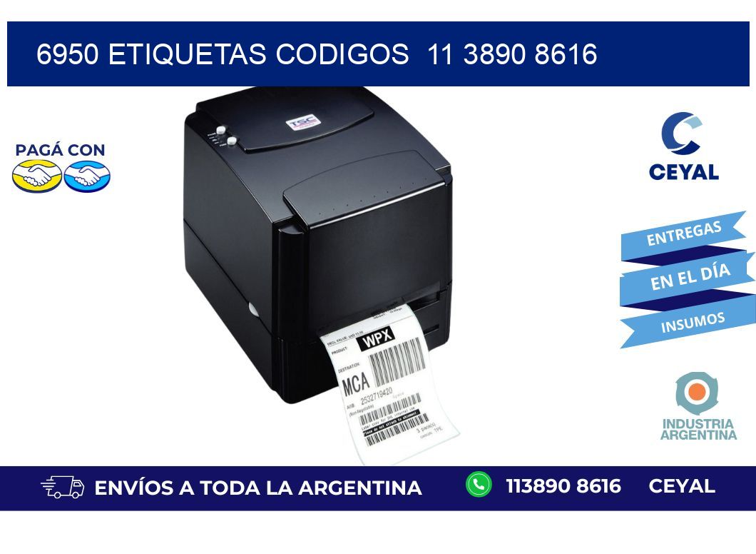 6950 ETIQUETAS CODIGOS  11 3890 8616