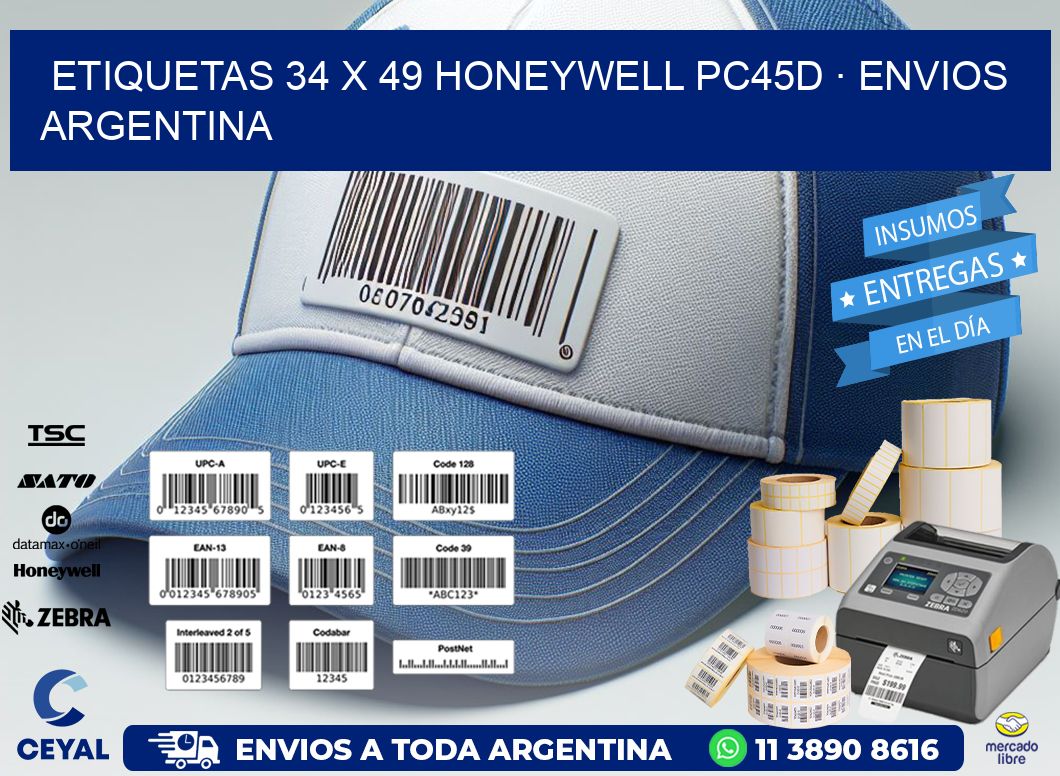 ETIQUETAS 34 x 49 HONEYWELL PC45D · ENVIOS ARGENTINA