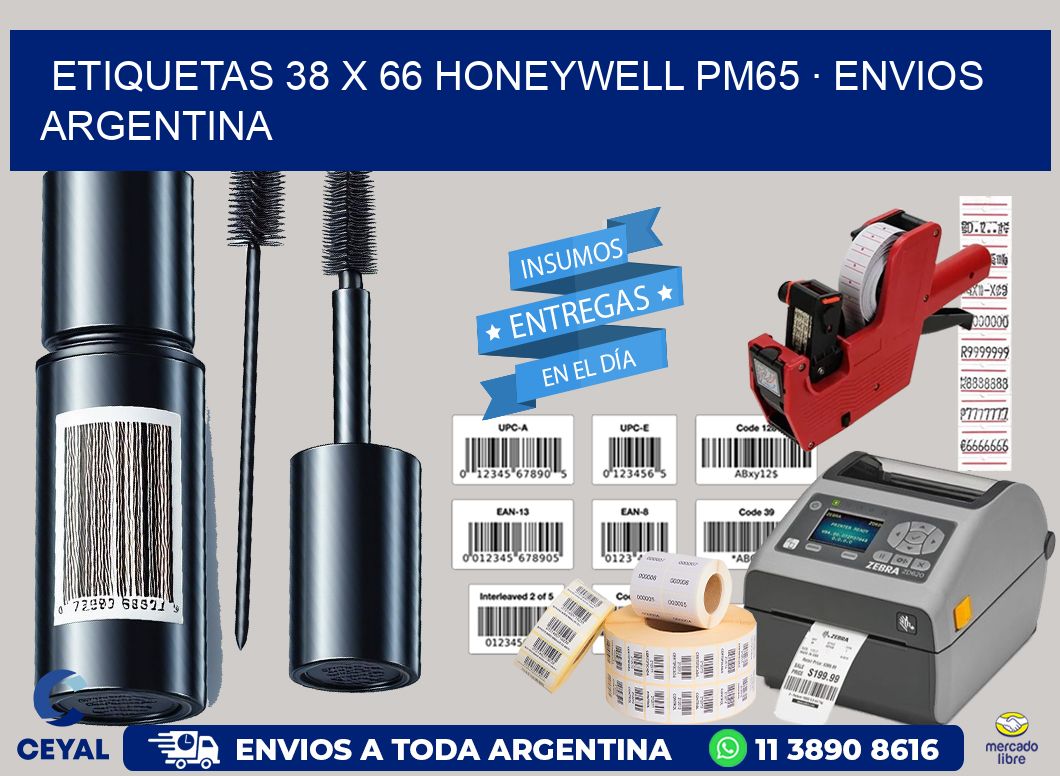 ETIQUETAS 38 x 66 HONEYWELL PM65 · ENVIOS ARGENTINA