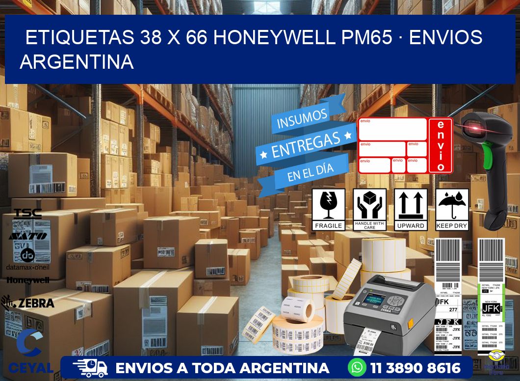ETIQUETAS 38 x 66 HONEYWELL PM65 · ENVIOS ARGENTINA