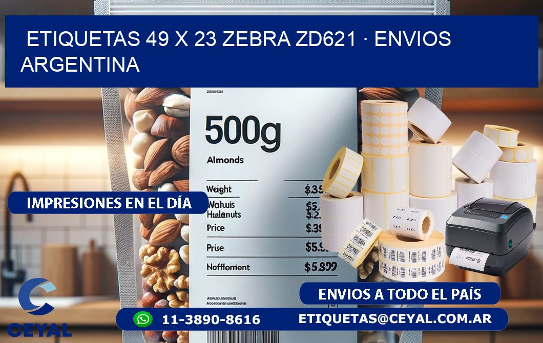 ETIQUETAS 49 x 23 ZEBRA ZD621 · ENVIOS ARGENTINA