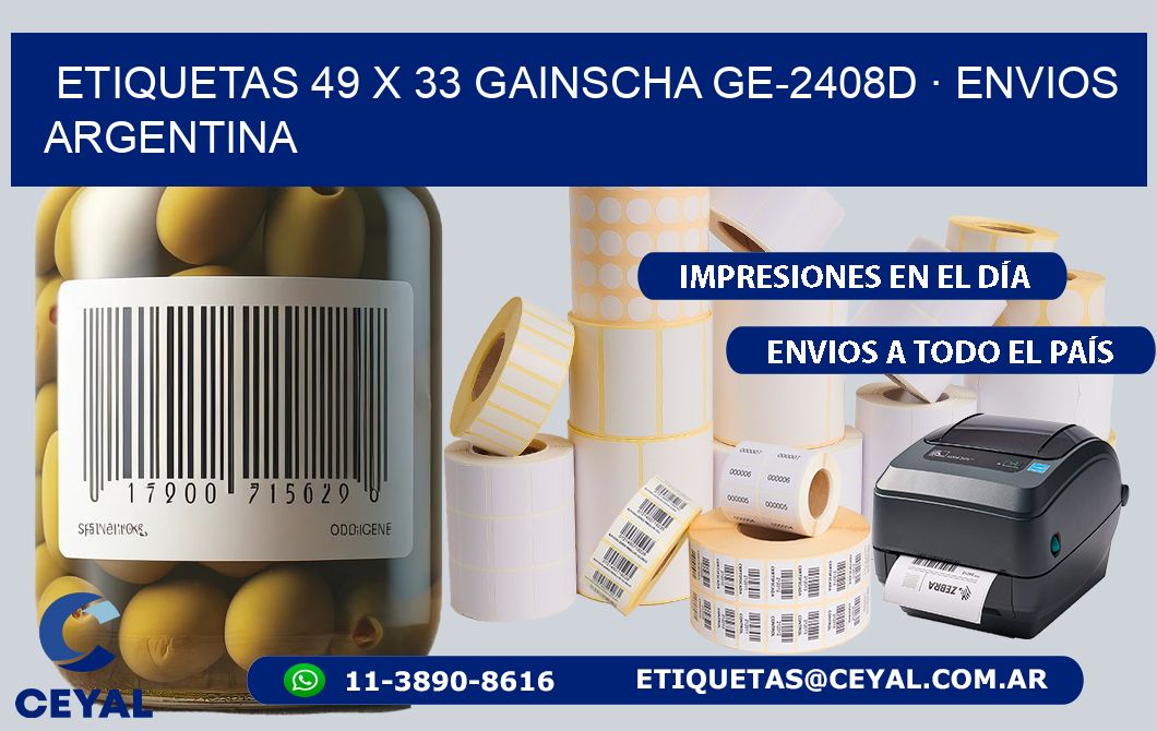 ETIQUETAS 49 x 33 GAINSCHA GE-2408D · ENVIOS ARGENTINA