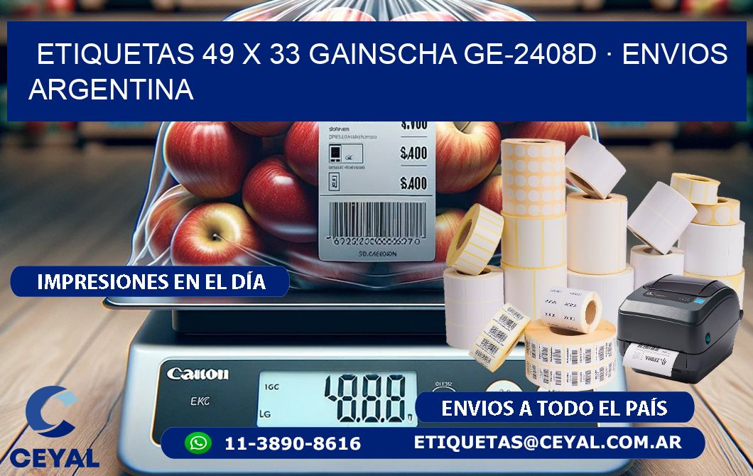 ETIQUETAS 49 x 33 GAINSCHA GE-2408D · ENVIOS ARGENTINA