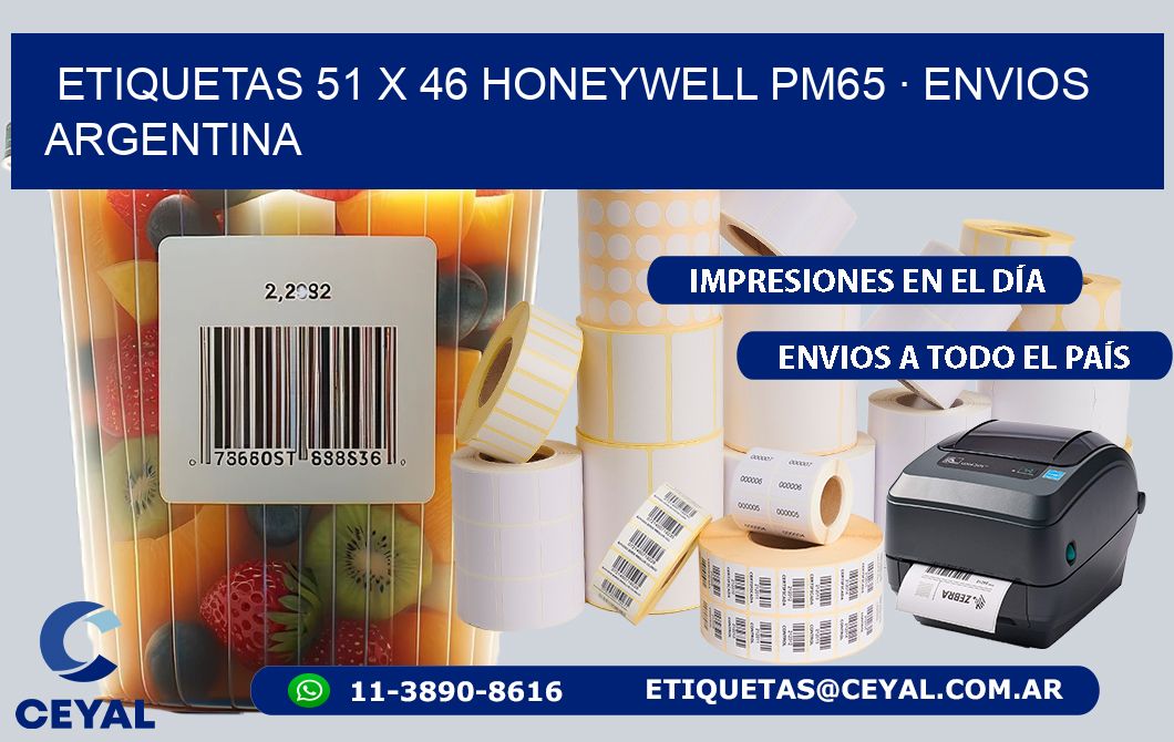 ETIQUETAS 51 x 46 HONEYWELL PM65 · ENVIOS ARGENTINA