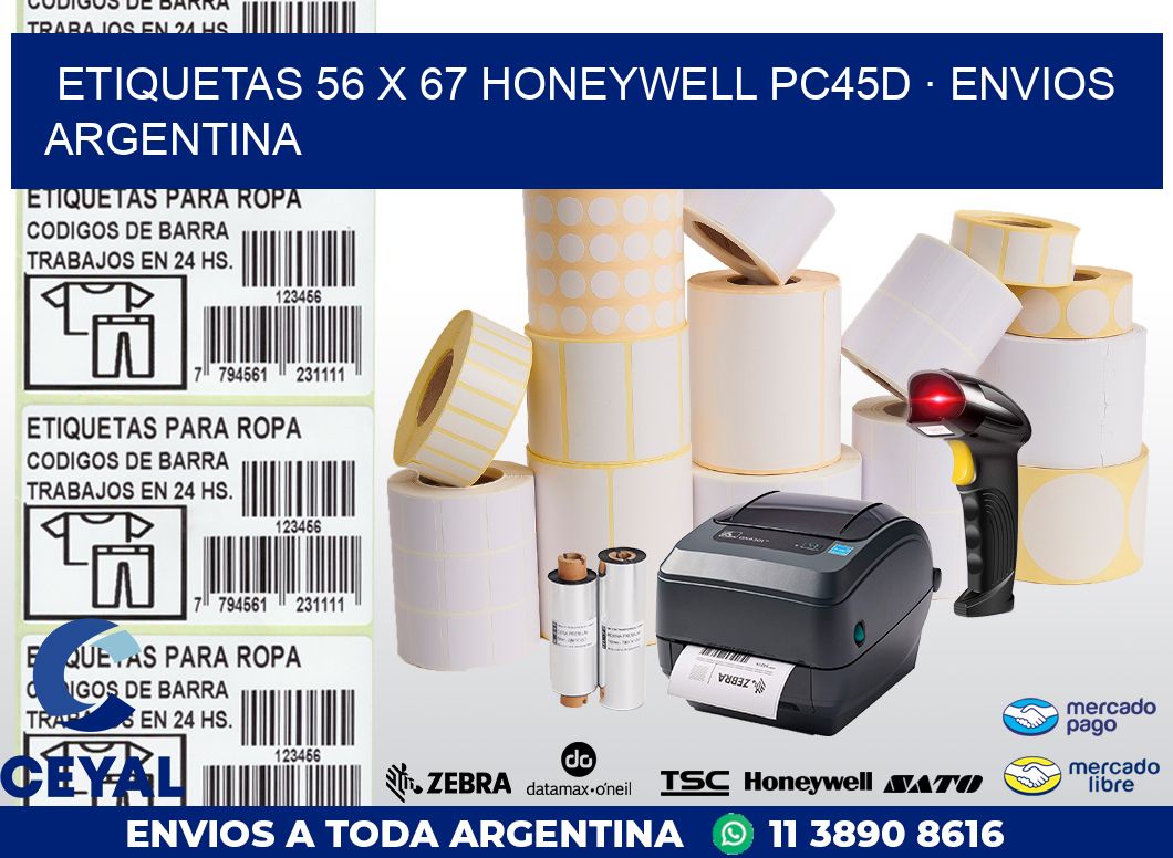 ETIQUETAS 56 x 67 HONEYWELL PC45D · ENVIOS ARGENTINA