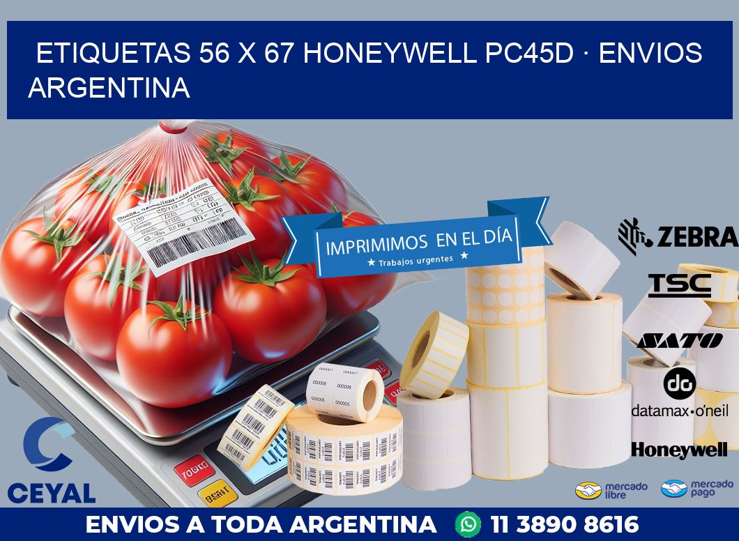 ETIQUETAS 56 x 67 HONEYWELL PC45D · ENVIOS ARGENTINA