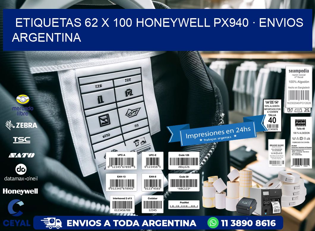 ETIQUETAS 62 x 100 HONEYWELL PX940 · ENVIOS ARGENTINA