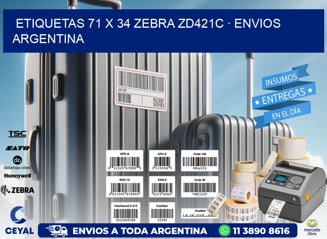 ETIQUETAS 71 x 34 ZEBRA ZD421C · ENVIOS ARGENTINA