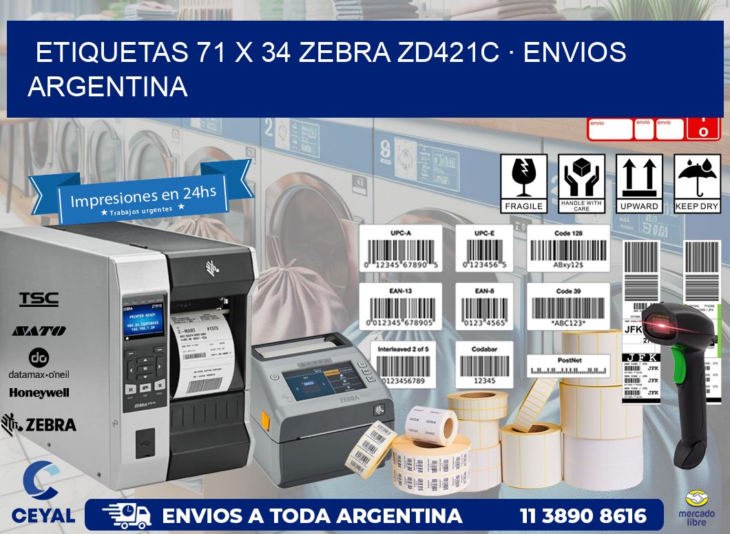 ETIQUETAS 71 x 34 ZEBRA ZD421C · ENVIOS ARGENTINA
