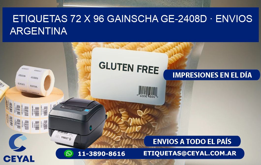 ETIQUETAS 72 x 96 GAINSCHA GE-2408D · ENVIOS ARGENTINA