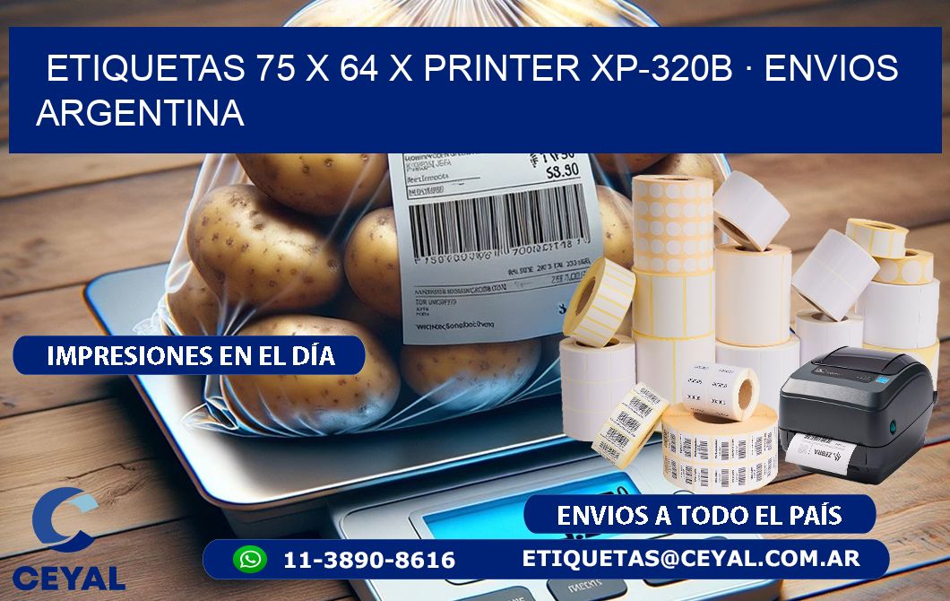 ETIQUETAS 75 x 64 X PRINTER XP-320B · ENVIOS ARGENTINA