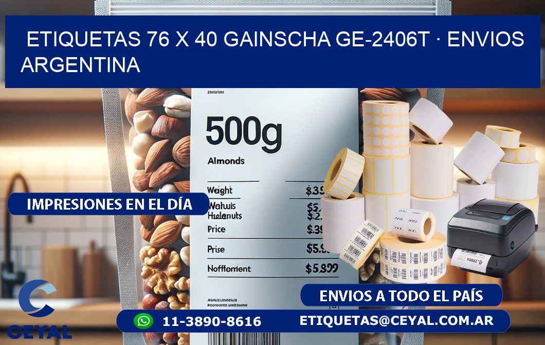 ETIQUETAS 76 x 40 GAINSCHA GE-2406T · ENVIOS ARGENTINA