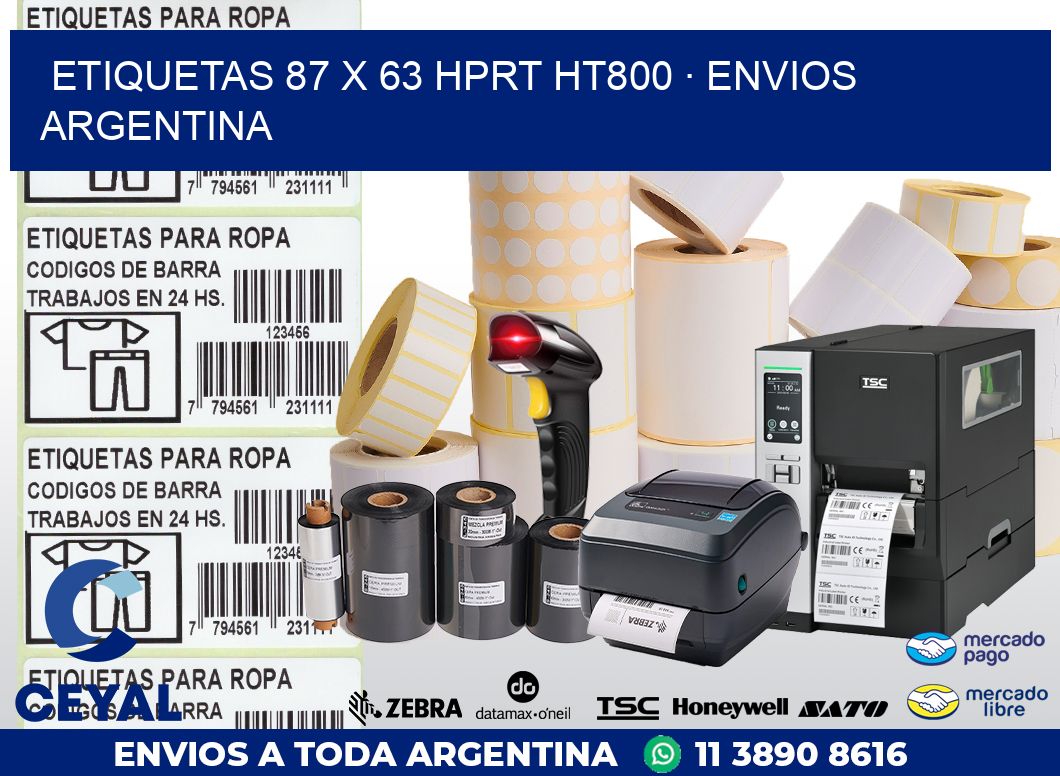 ETIQUETAS 87 x 63 HPRT HT800 · ENVIOS ARGENTINA