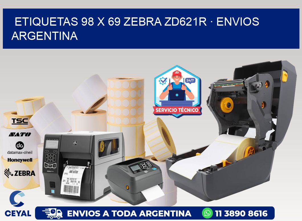 ETIQUETAS 98 x 69 ZEBRA ZD621R · ENVIOS ARGENTINA