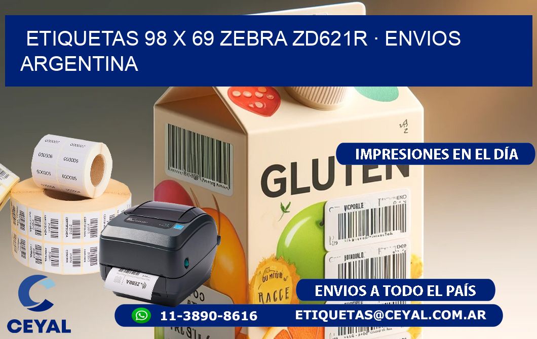 ETIQUETAS 98 x 69 ZEBRA ZD621R · ENVIOS ARGENTINA