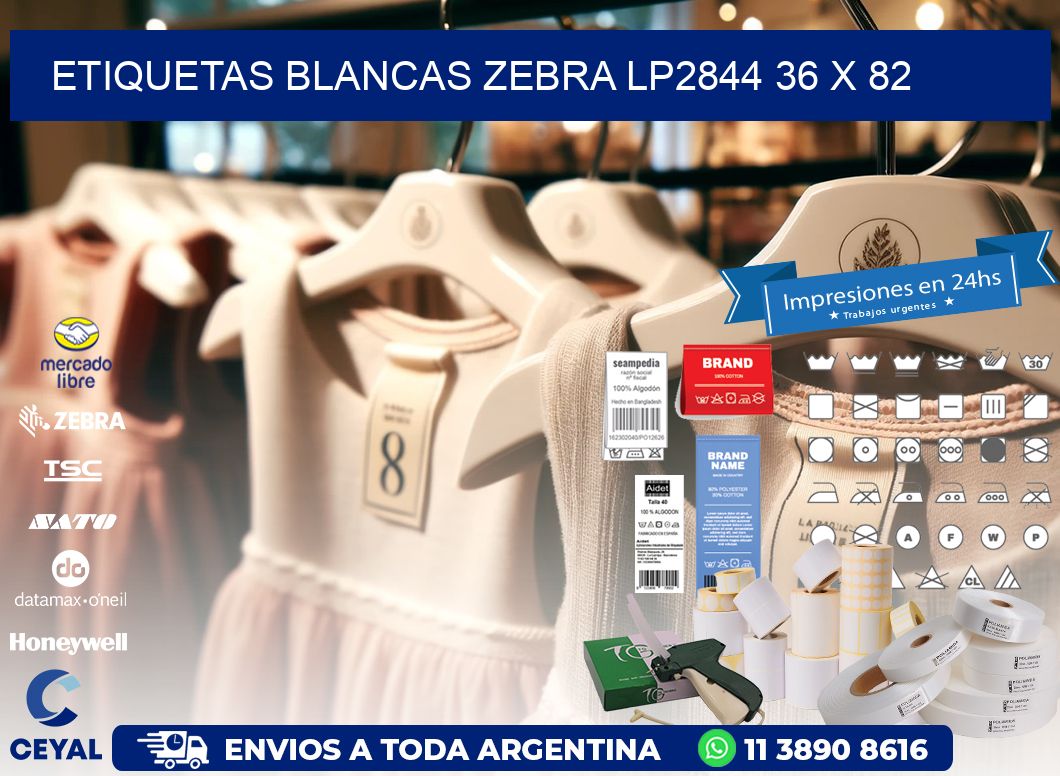 ETIQUETAS BLANCAS ZEBRA LP2844 36 x 82