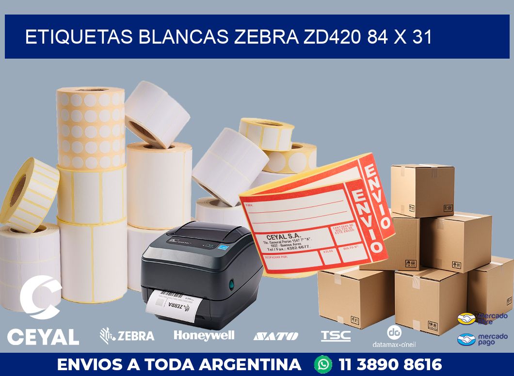 ETIQUETAS BLANCAS ZEBRA ZD420 84 x 31