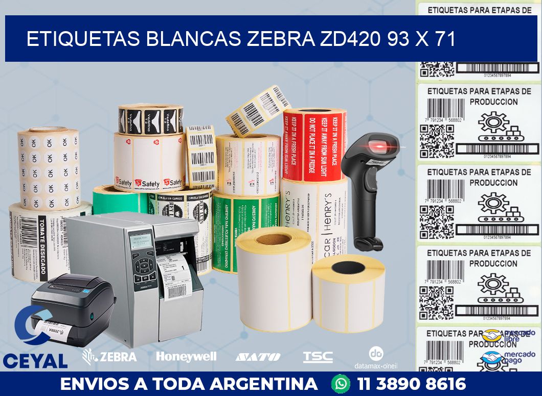 ETIQUETAS BLANCAS ZEBRA ZD420 93 x 71