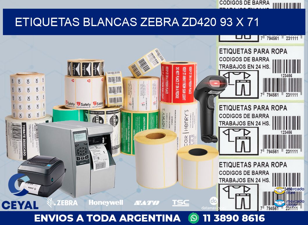 ETIQUETAS BLANCAS ZEBRA ZD420 93 x 71