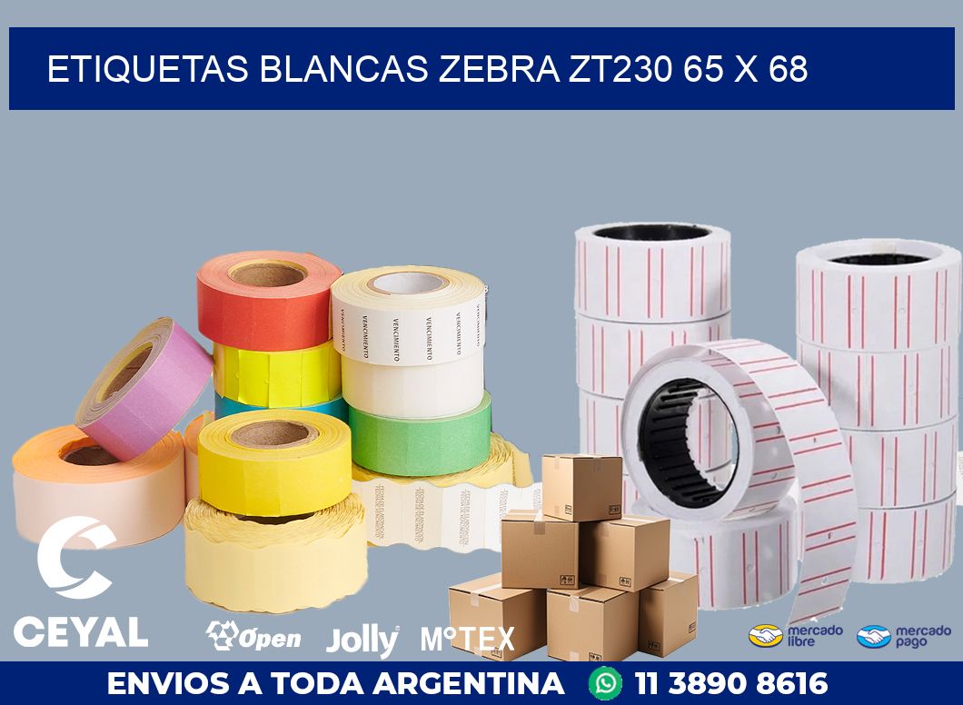 ETIQUETAS BLANCAS ZEBRA ZT230 65 x 68