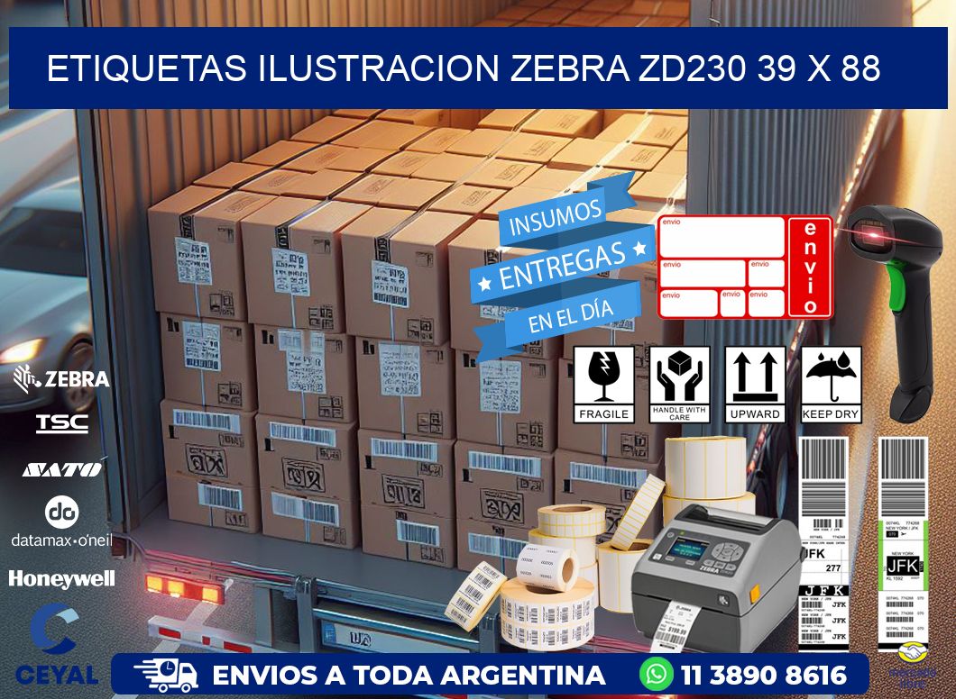 ETIQUETAS ILUSTRACION ZEBRA ZD230 39 x 88