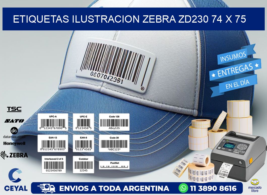 ETIQUETAS ILUSTRACION ZEBRA ZD230 74 x 75