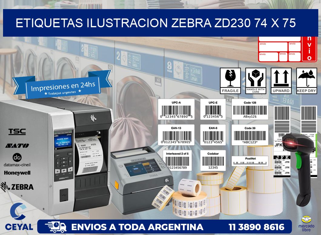 ETIQUETAS ILUSTRACION ZEBRA ZD230 74 x 75