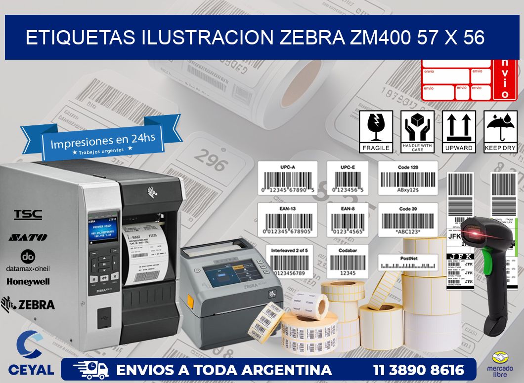 ETIQUETAS ILUSTRACION ZEBRA ZM400 57 x 56