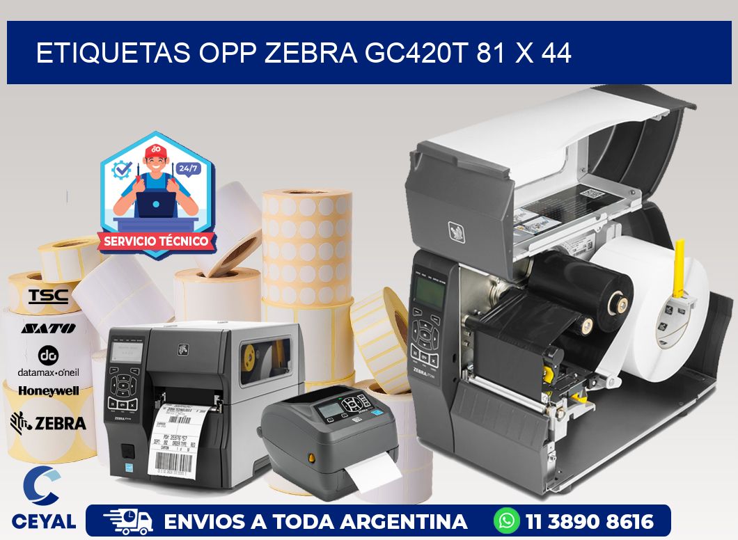 ETIQUETAS OPP ZEBRA GC420T 81 x 44