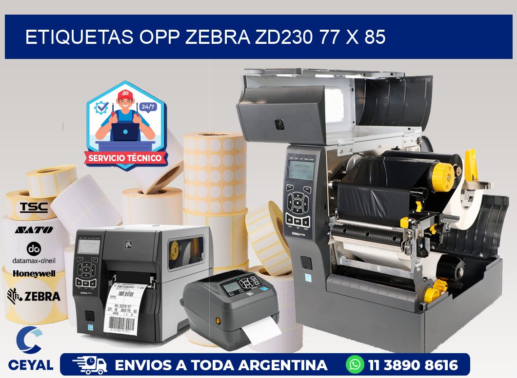 ETIQUETAS OPP ZEBRA ZD230 77 x 85