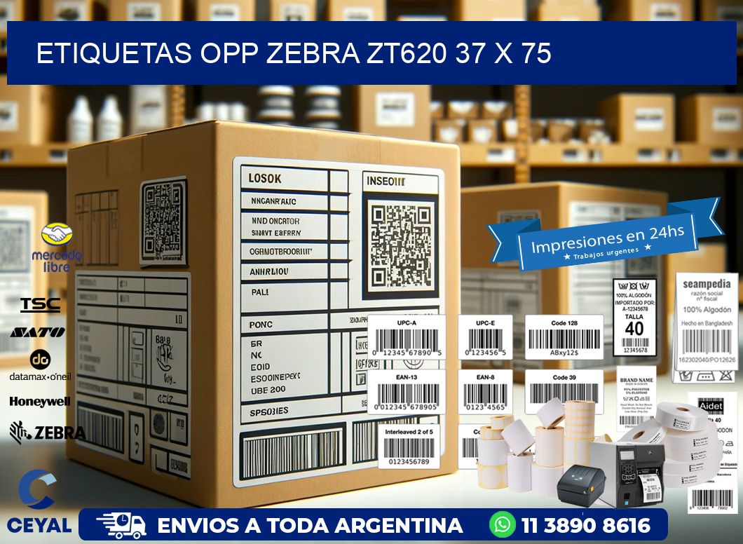 ETIQUETAS OPP ZEBRA ZT620 37 x 75