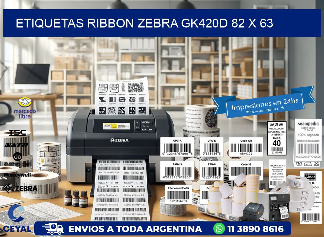 ETIQUETAS RIBBON Zebra GK420D 82 x 63