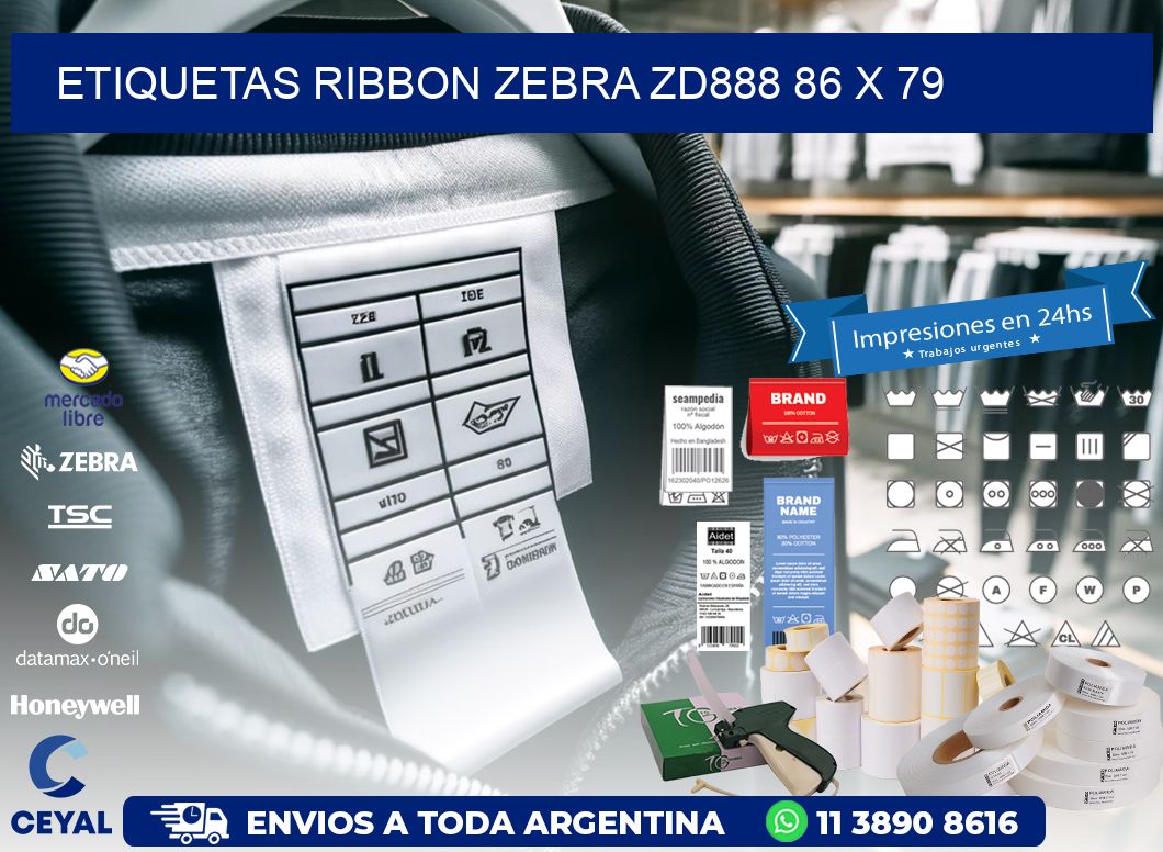 ETIQUETAS RIBBON Zebra ZD888 86 x 79