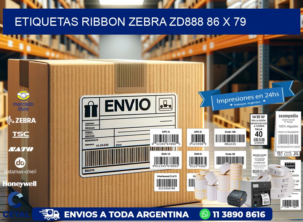ETIQUETAS RIBBON Zebra ZD888 86 x 79