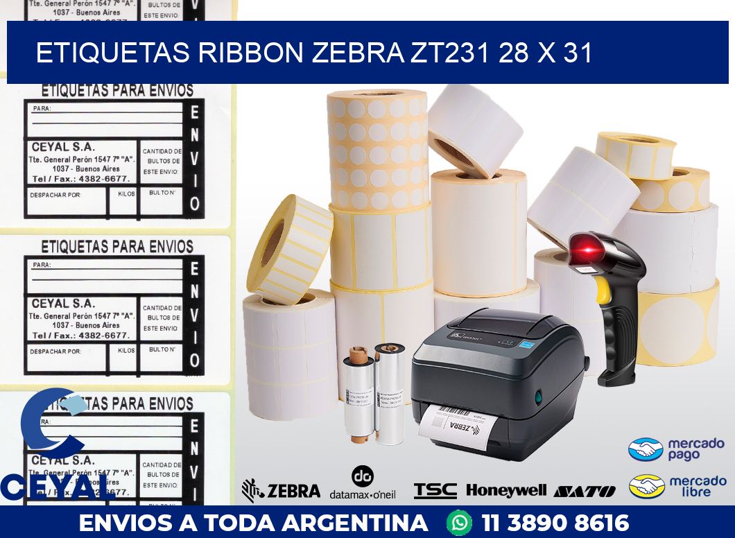 ETIQUETAS RIBBON Zebra ZT231 28 x 31