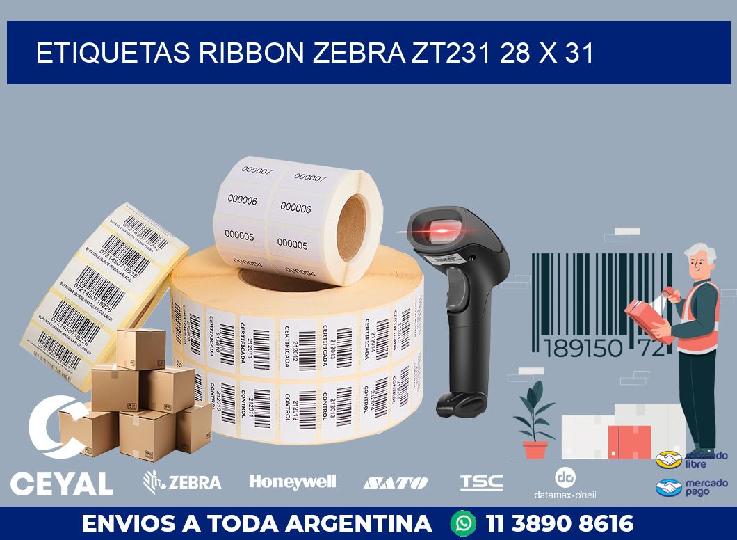 ETIQUETAS RIBBON Zebra ZT231 28 x 31
