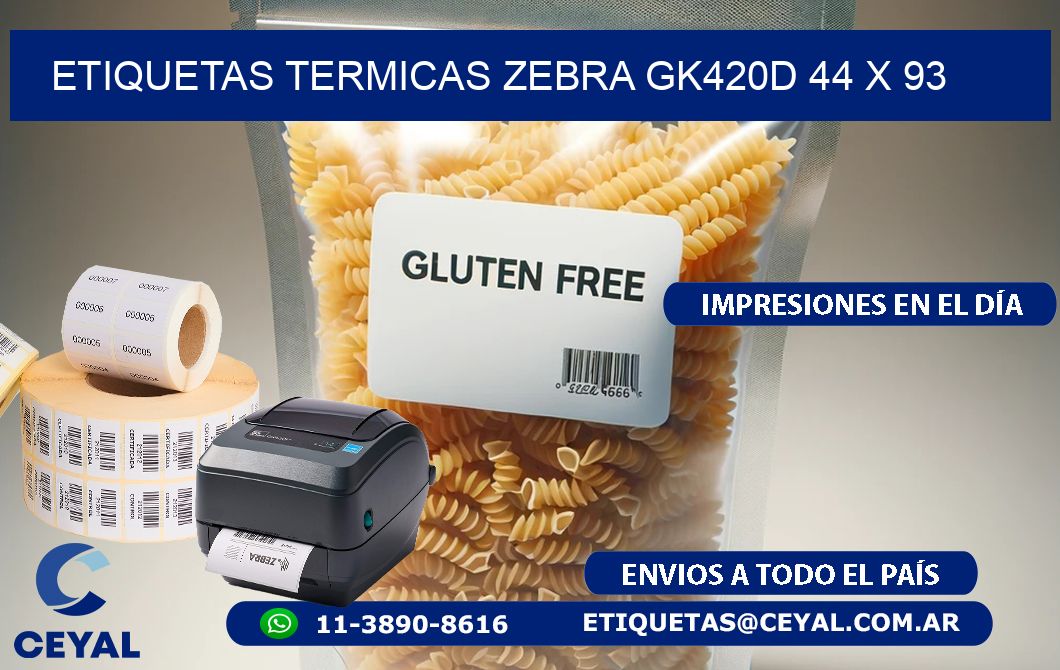 ETIQUETAS TERMICAS ZEBRA GK420D 44 x 93