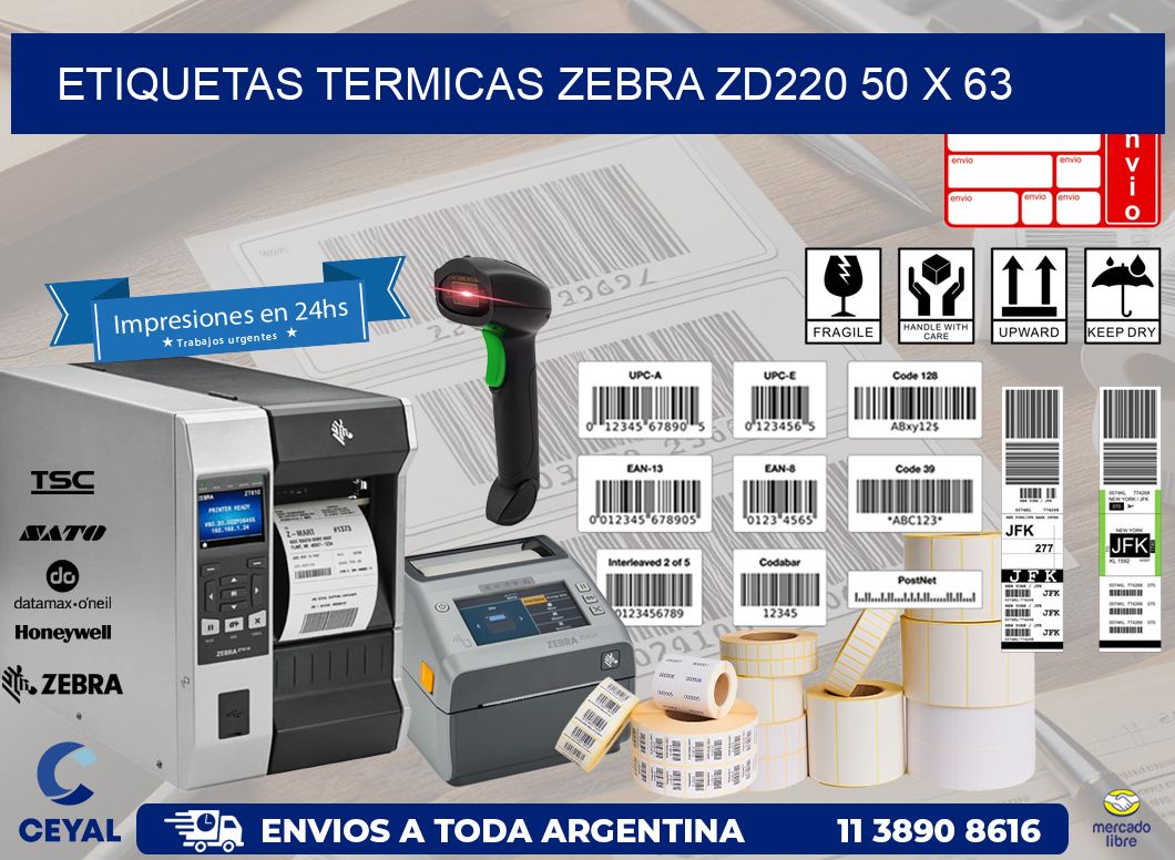 ETIQUETAS TERMICAS ZEBRA ZD220 50 x 63