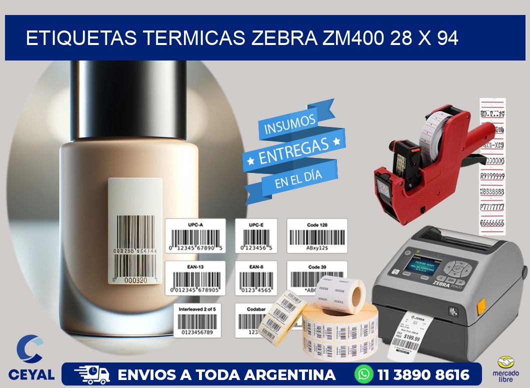 ETIQUETAS TERMICAS ZEBRA ZM400 28 x 94
