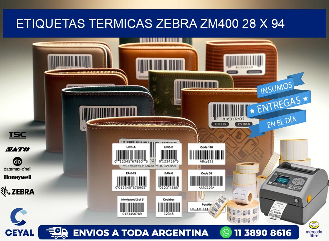 ETIQUETAS TERMICAS ZEBRA ZM400 28 x 94