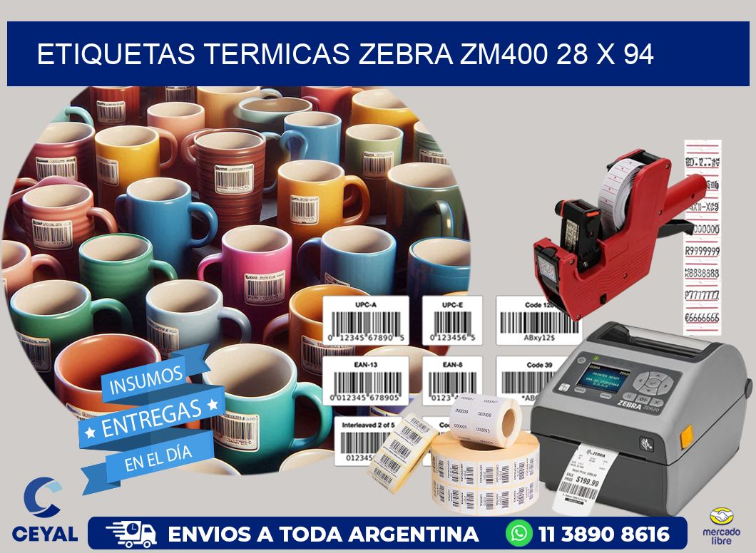 ETIQUETAS TERMICAS ZEBRA ZM400 28 x 94