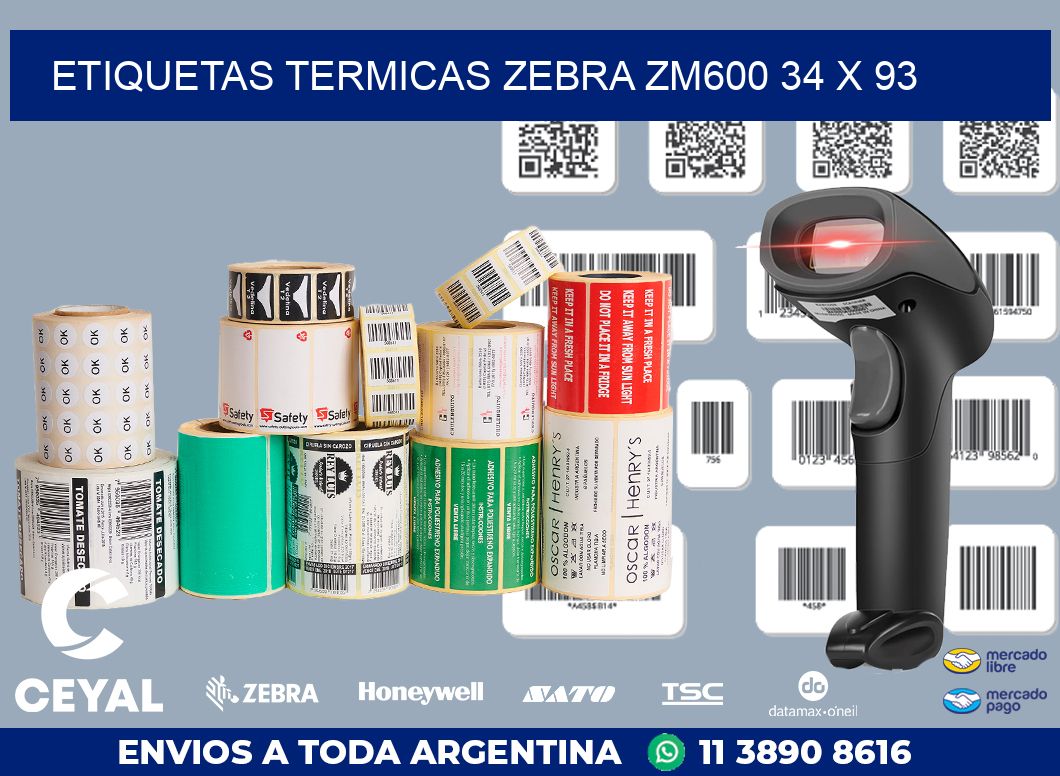 ETIQUETAS TERMICAS ZEBRA ZM600 34 x 93