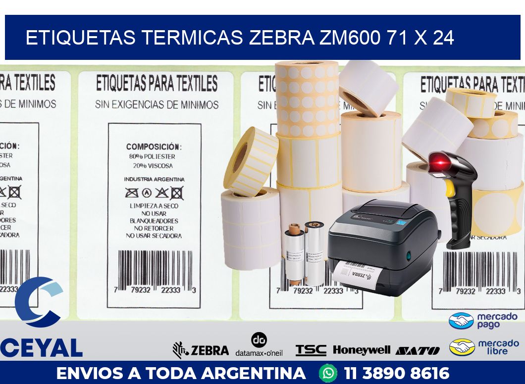 ETIQUETAS TERMICAS ZEBRA ZM600 71 x 24