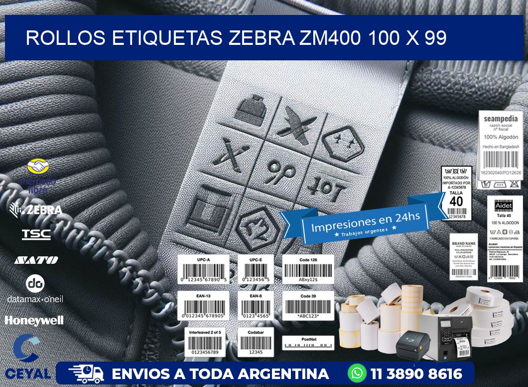 ROLLOS ETIQUETAS Zebra ZM400 100 x 99