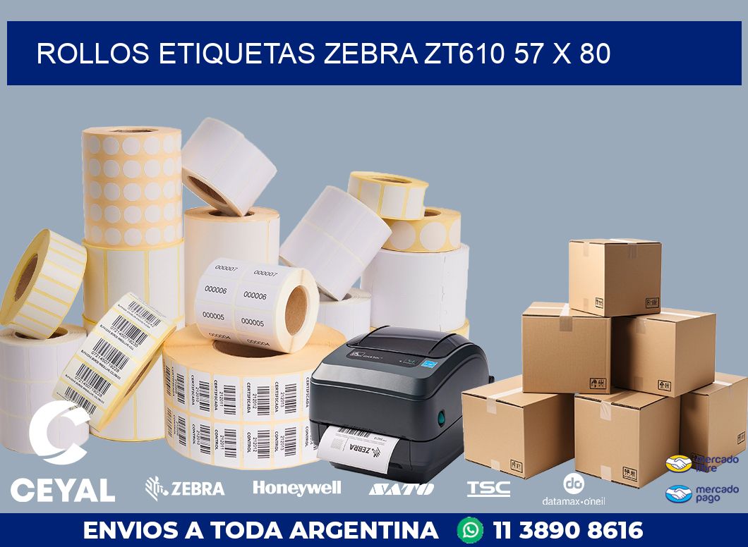 ROLLOS ETIQUETAS Zebra ZT610 57 x 80
