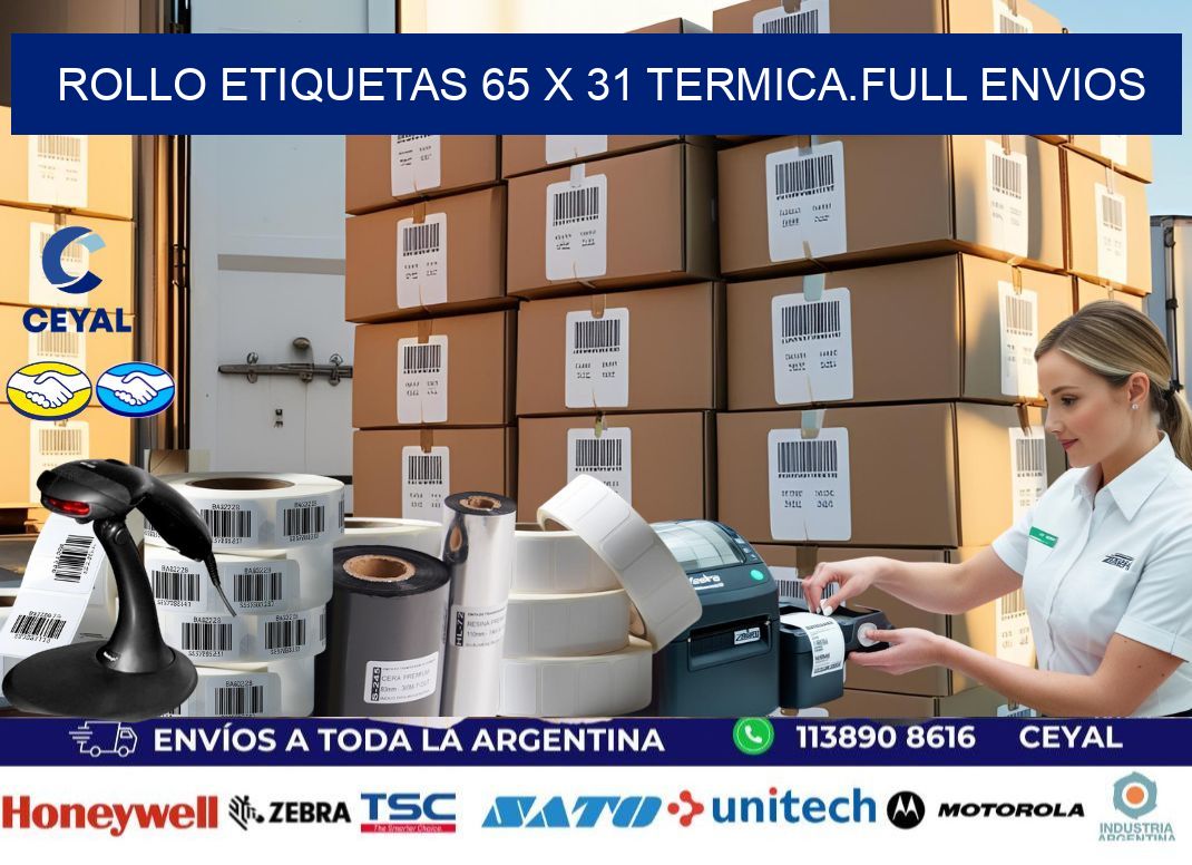 Rollo etiquetas 65 x 31 termica.full envios